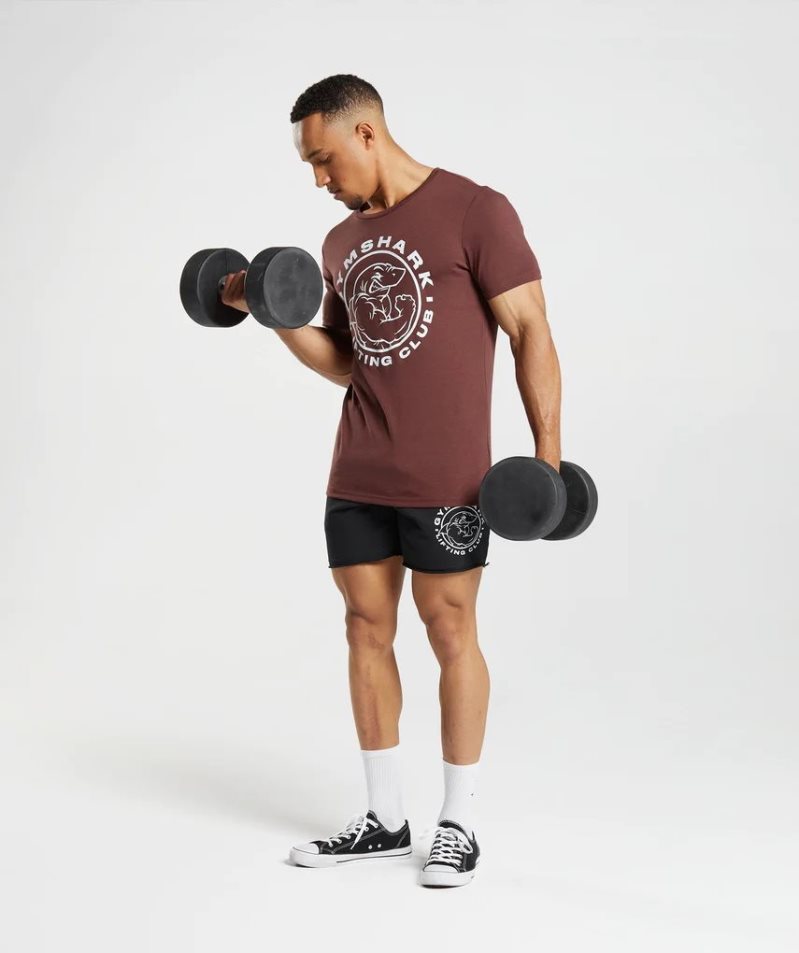 Men's Gymshark Legacy T-Shirts Burgundy | NZ 4BQDVO